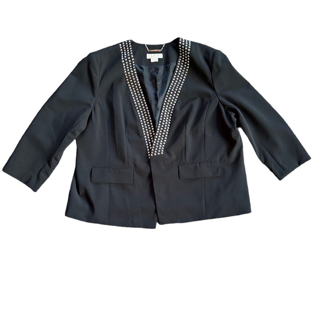 Michael Kors Black Silver Studded Drape Front Blazer Womens Size 24W